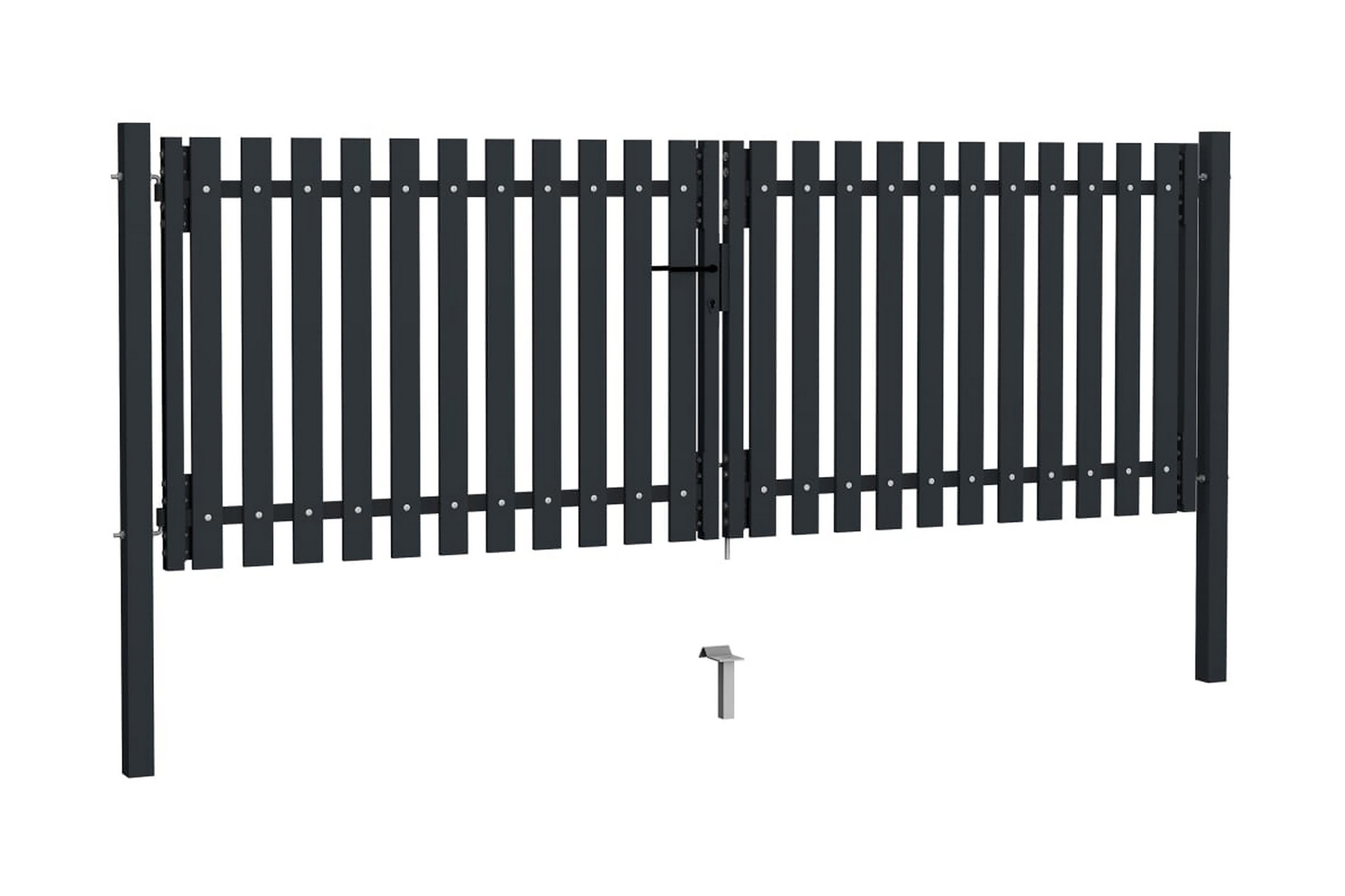 Stängselgrind dubbel stål 306×125 cm antracit – Grå