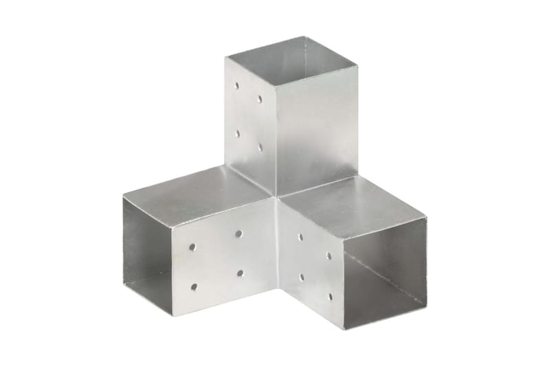 Stolpbeslag 4 st Y-form galvaniserad metall 81x81 mm - Silver - Staket & grindar