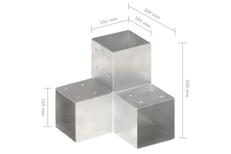 Stolpbeslag Y-form galvaniserad metall 101x101 mm - Silver - Staket & grindar