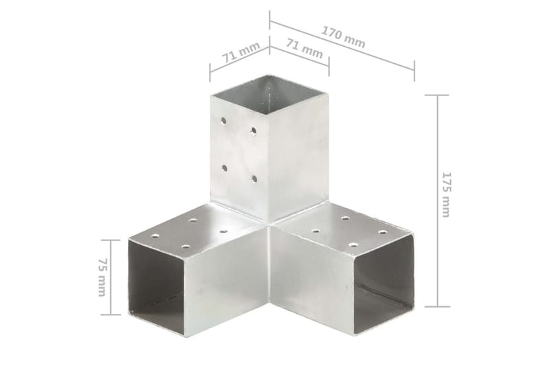 Stolpbeslag Y-form galvaniserad metall 71x71 mm - Silver - Staket & grindar