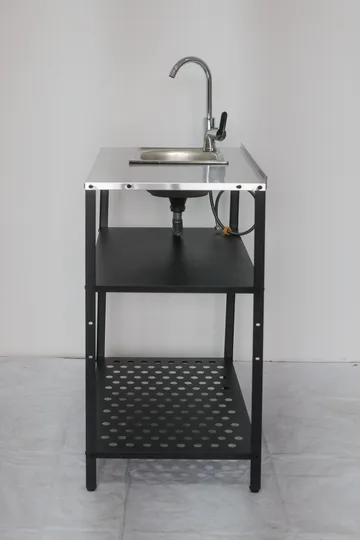 Tvättställ i galvaniserat stål med handfat & kran | Utomhus | 80×50×90 cm - Utemöbler - Grillar & matlagning utomhus - Utekök