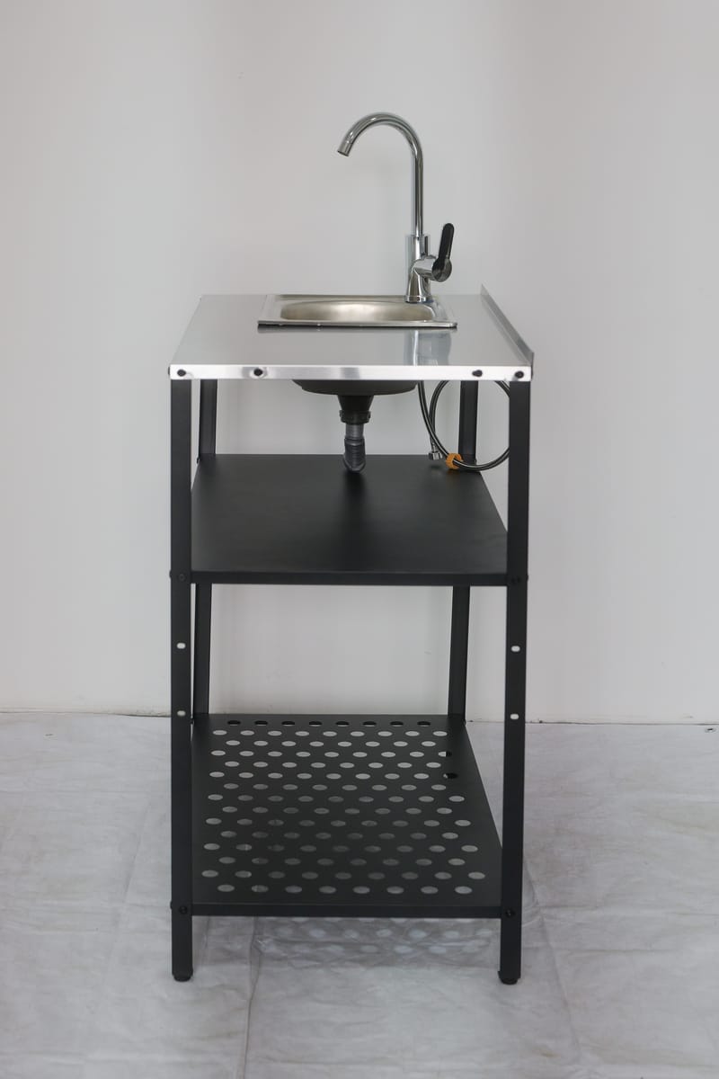 Tvättställ i galvaniserat stål med handfat & kran | Utomhus | 80×50×90 cm - Utemöbler - Övrigt utemöbler - Tillbehör - Övriga trädgårdstillbehör