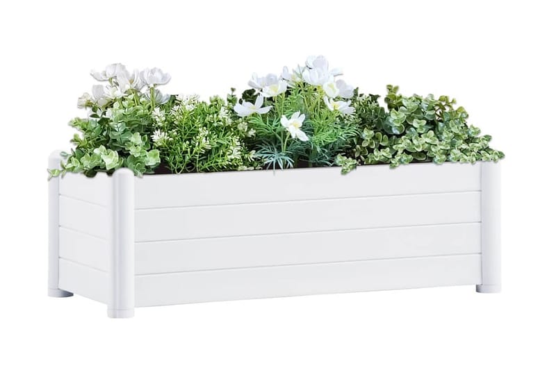 Upphöjd odlingslåda PP vit 100x43x35 cm - Vit - Övriga trädgårdstillbehör - Blomlåda