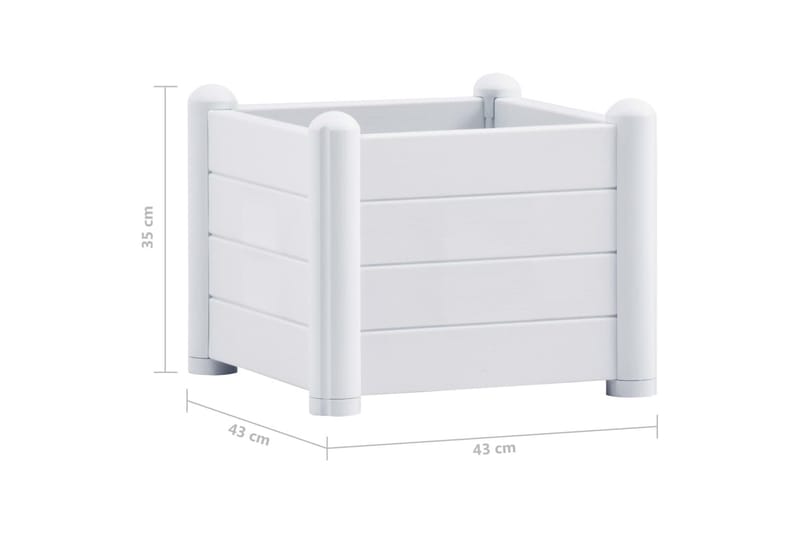 Upphöjd odlingslåda PP vit 43x43x35 cm - Vit - Inredning & dekor - Trädgårdsdekoration - Utomhuskrukor - Blomlåda