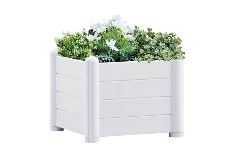 Upphöjd odlingslåda PP vit 43x43x35 cm - Vit - Inredning & dekor - Trädgårdsdekoration - Utomhuskrukor - Blomlåda