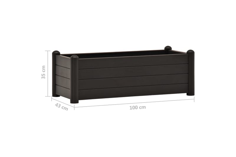 Upphöjd odlingslåda PP antracit 100x43x35 cm - Grå - Inredning & dekor - Trädgårdsdekoration - Utomhuskrukor - Blomlåda