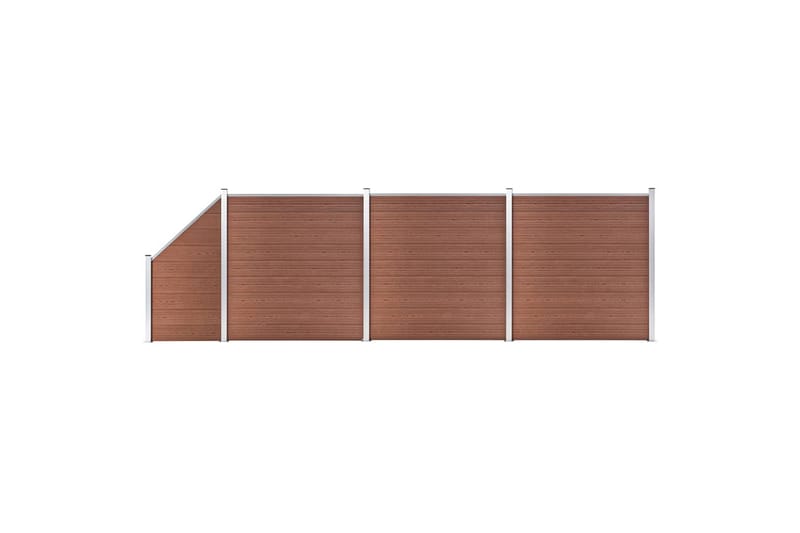 WPC-staketpanel 3 fyrkantig + 1 vinklad 619x186 cm brun - Brun - Staket & grindar