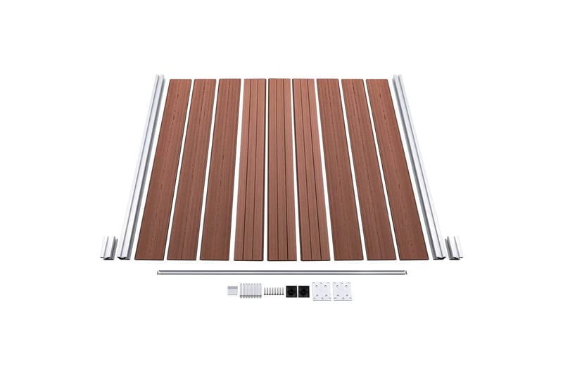 WPC-staketpanel 8 fyrkantig + 1 vinklad 1484x186 cm brun - Brun - Staket & grindar