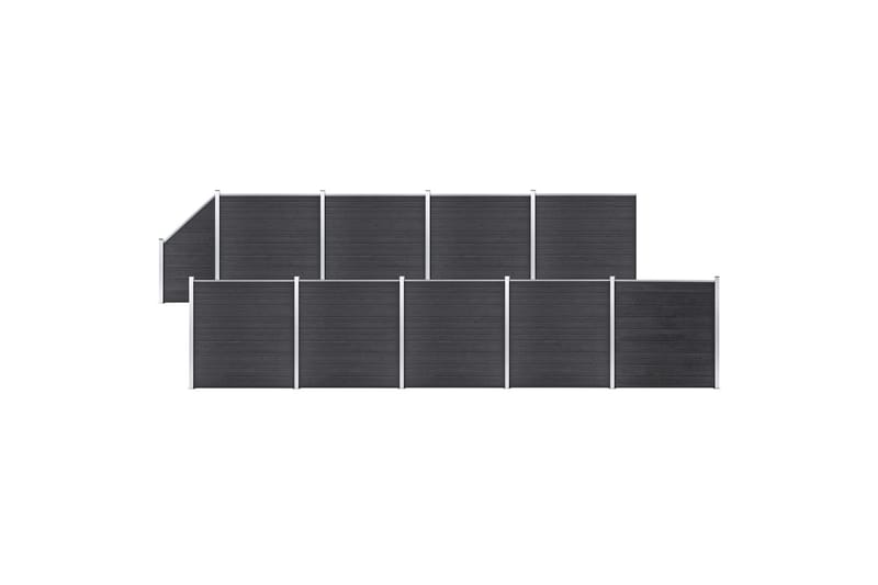 WPC-staketpanel 9 fyrkantig + 1 vinklad 1657x186 cm grå - Grå - Staket & grindar
