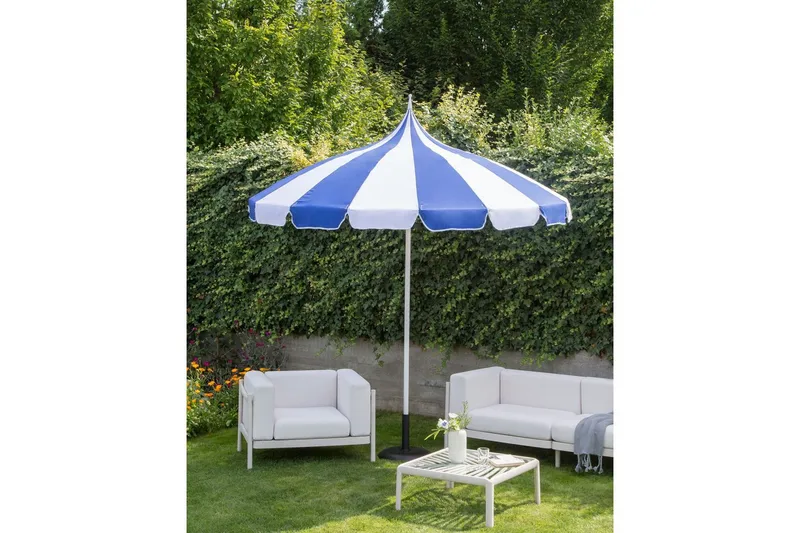 Balkongparasoll Minoa Blå/Vit - Blå/Vit - Utemöbler - Solskydd - Skärmskydd & vindskydd
