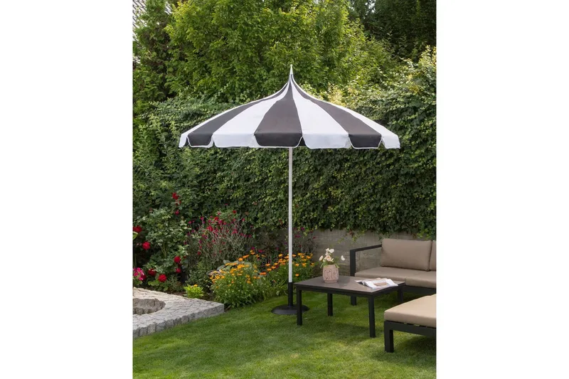 Balkongparasoll Minoa Svart/Vit - Svart/Vit - Utemöbler - Solskydd - Skärmskydd & vindskydd