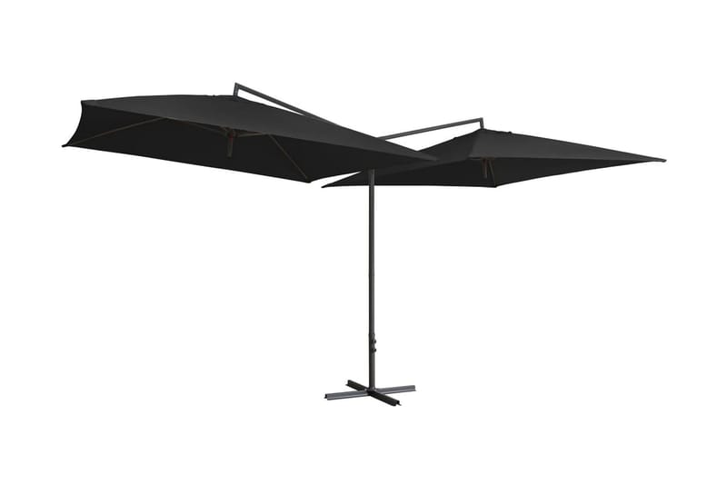 Dubbelt parasoll med stålstång 250x250 cm svart - Svart - Parasoll