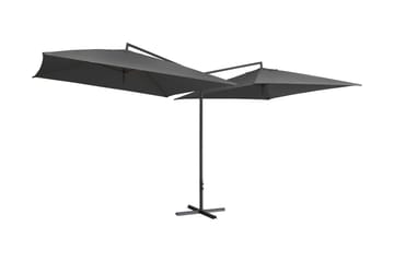 Dubbelt parasoll med stålstång 250x250 cm antracit