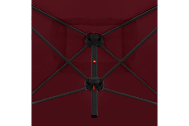 Dubbelt parasoll med stålstång 250x250 cm vinröd - Röd - Parasoll