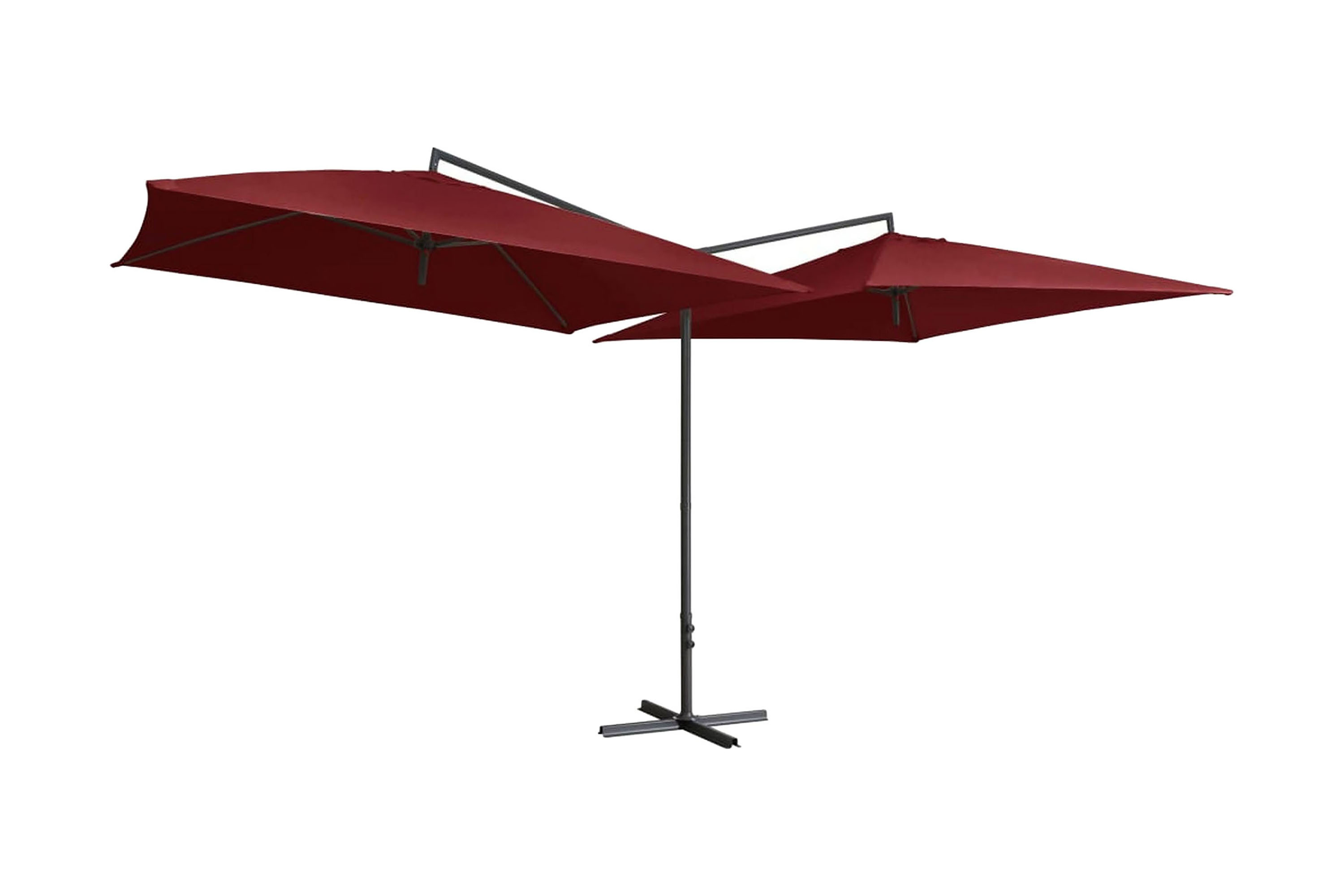 Dubbelt parasoll med stålstång 250×250 cm vinröd – Röd