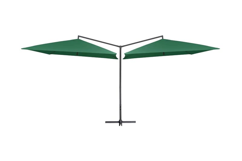 Dubbelt parasoll med stålstång 250x250 cm grön - Grön - Parasoll
