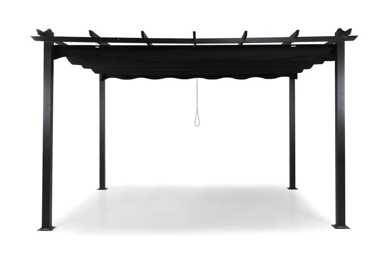 Fristående pergola med hopfällbart tak för altan och trädgård 4x3 - Svart / Aluminium - Utemöbler - Solskydd - Pergola