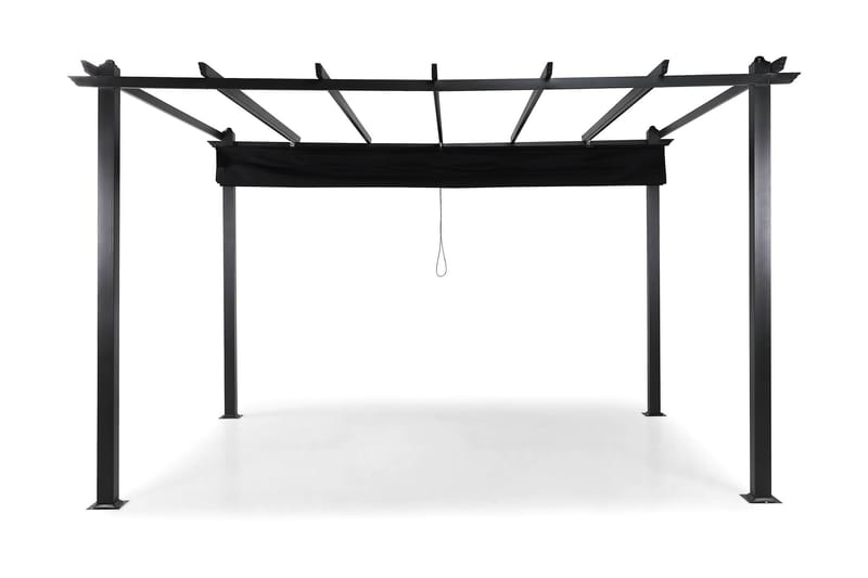Fristående pergola med hopfällbart tak för altan och trädgård 4x3 - Svart / Aluminium - Utemöbler - Solskydd - Pergola