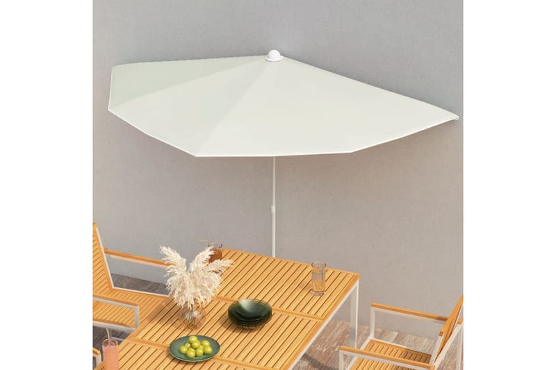 Halvrunt parasoll med stång 180x90 cm sand - Vit - Utemöbler - Solskydd - Parasoll