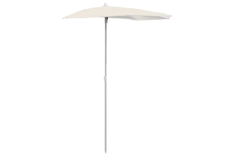 Halvrunt parasoll med stång 180x90 cm sand - Vit - Utemöbler - Solskydd - Parasoll