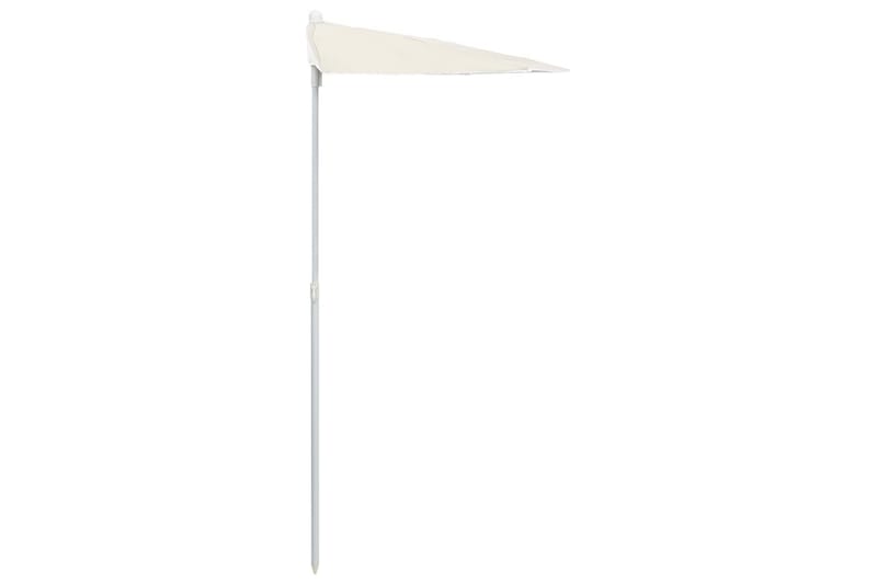 Halvrunt parasoll med stång 180x90 cm sand - Vit - Utemöbler - Solskydd - Parasoll