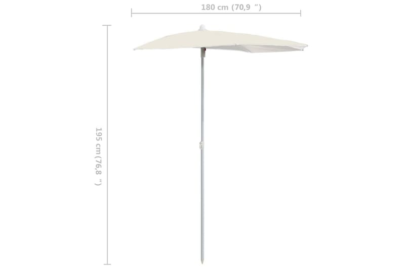 Halvrunt parasoll med stång 180x90 cm sand - Vit - Utemöbler - Solskydd - Parasoll