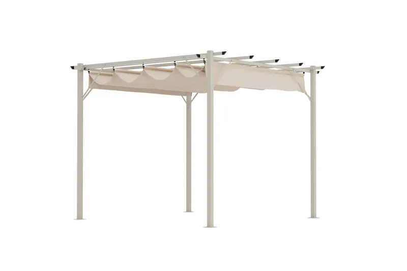 Loppes Pergola med skjutbart tak 3x3 m i stål, Beige