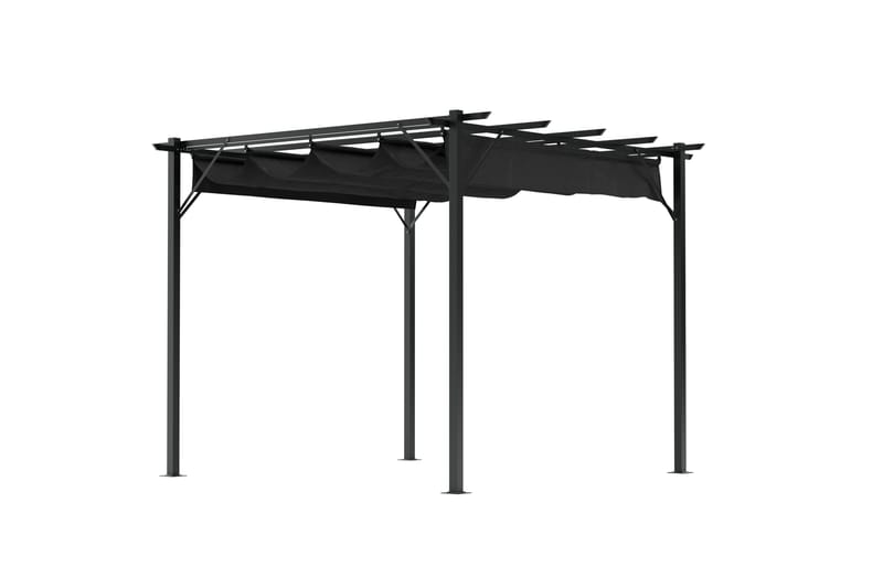 Loppes Pergola med skjutbart tak 3x3 m i stål, Svart