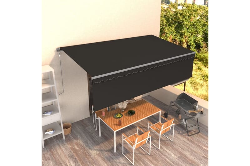 Automatiserad markis med rullgardin 5x3m antracit - Antracit - Utemöbler - Solskydd - Markiser - Fönstermarkis