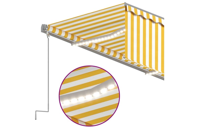 Automatiserad markis med rullgardin och LED 5x3 m gul och vi - Gul - Fönstermarkis - Markiser