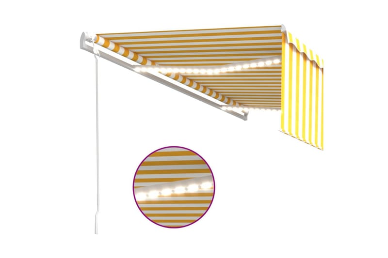 Automatiserad markis med rullgardin vindsensor LED 5x3m gul/ - Gul - Markiser - Terrassmarkis