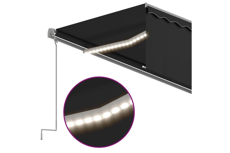 Automatiserad markis rullgardin vindsensor LED 5x3m antracit - Grå - Utemöbler - Solskydd - Markiser - Fönstermarkis