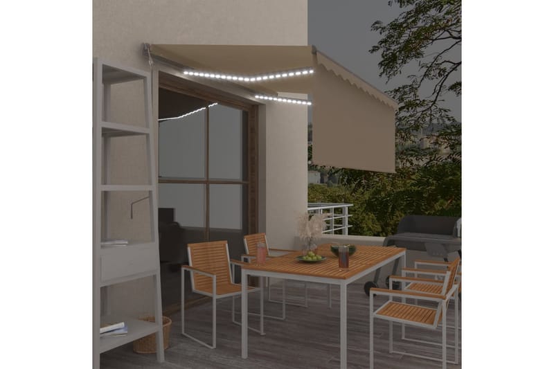 Automatiserad markis vindsensor rullgardin LED 3x2,5m gräddv - Kräm - Utemöbler - Solskydd - Markiser - Fönstermarkis