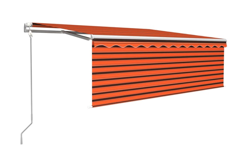 Automatisk infällbar markis med rullgardin 4x3 m orange/brun - Orange - Utemöbler - Solskydd - Markiser - Fönstermarkis