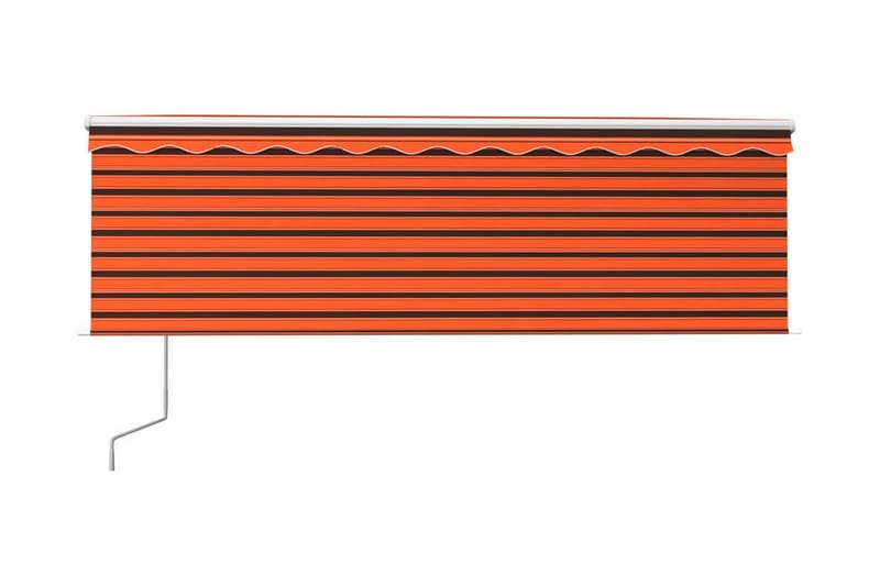 Automatisk infällbar markis med rullgardin 4x3 m orange/brun - Orange - Utemöbler - Solskydd - Markiser - Fönstermarkis