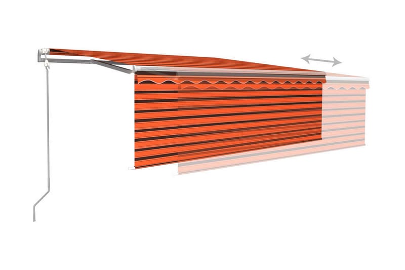 Automatisk infällbar markis med rullgardin 4x3 m orange/brun - Orange - Utemöbler - Solskydd - Markiser - Fönstermarkis