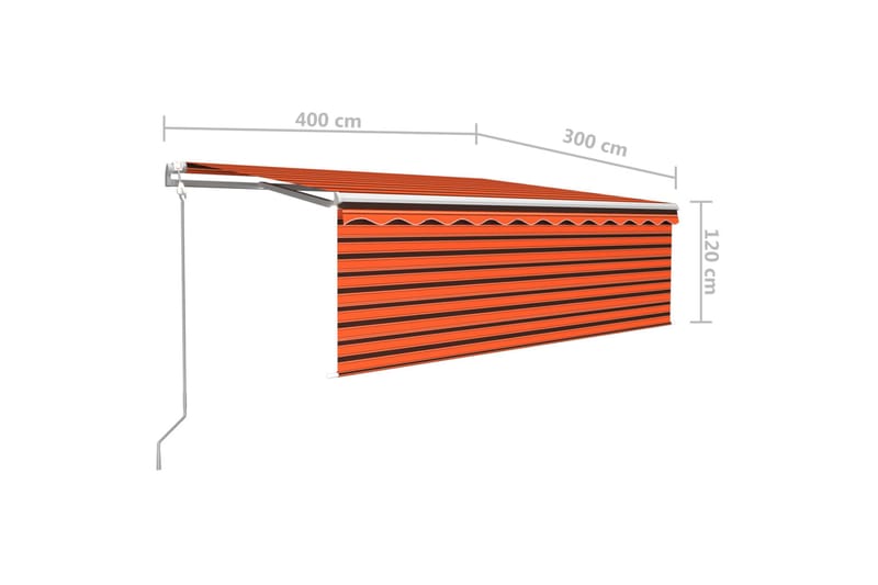Automatisk infällbar markis med rullgardin 4x3 m orange/brun - Orange - Utemöbler - Solskydd - Markiser - Fönstermarkis