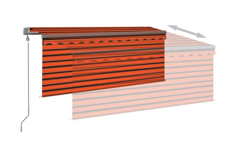 Automatisk infällbar markis rullgardin 3,5x2,5m orange och b - Orange - Utemöbler - Solskydd - Markiser - Fönstermarkis