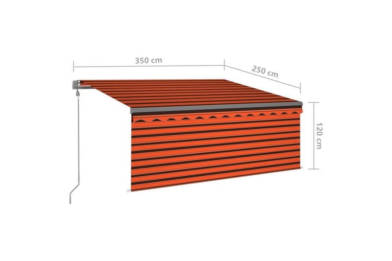 Automatisk infällbar markis rullgardin 3,5x2,5m orange och b - Orange - Utemöbler - Solskydd - Markiser - Fönstermarkis