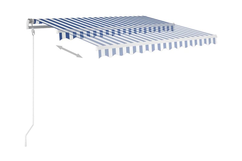 Automatisk markis 300x250 cm blå och vit - Blå - Utemöbler - Solskydd - Markiser