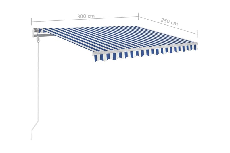 Automatisk markis 300x250 cm blå och vit - Blå - Utemöbler - Solskydd - Markiser
