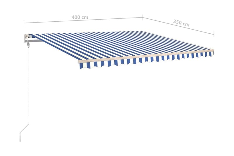 Automatisk markis 400x350 cm blå och vit - Blå - Utemöbler - Solskydd - Markiser