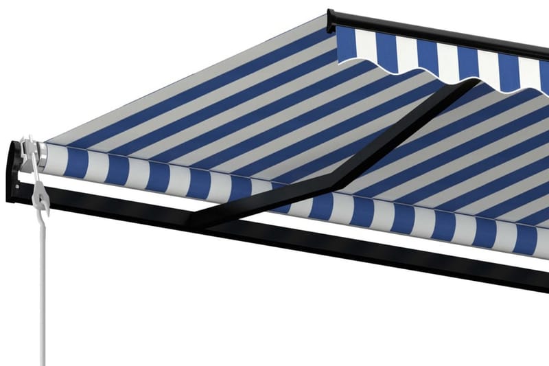 Automatisk markis 400x350 cm blå och vit - Blå - Utemöbler - Solskydd - Markiser