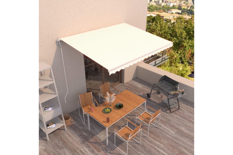 Automatisk markis 450x300 cm gräddvit - Vit - Utemöbler - Solskydd - Markiser
