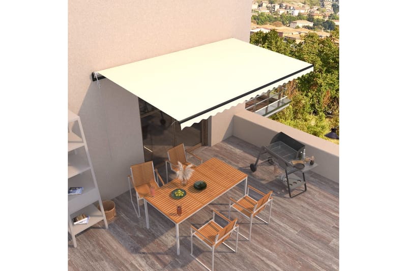 Automatisk markis 500x300 cm gräddvit - Vit - Utemöbler - Solskydd - Markiser