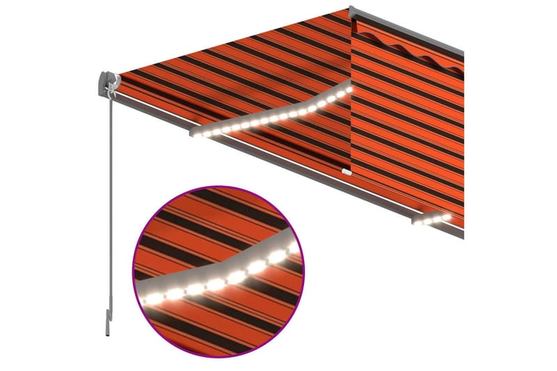 Automatisk markis m. vindsensor rullgardin LED 4x3m orange/b - Orange - Utemöbler - Solskydd - Markiser - Fönstermarkis