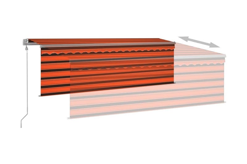 Automatisk markis m. vindsensor rullgardin LED 4x3m orange/b - Orange - Utemöbler - Solskydd - Markiser - Fönstermarkis