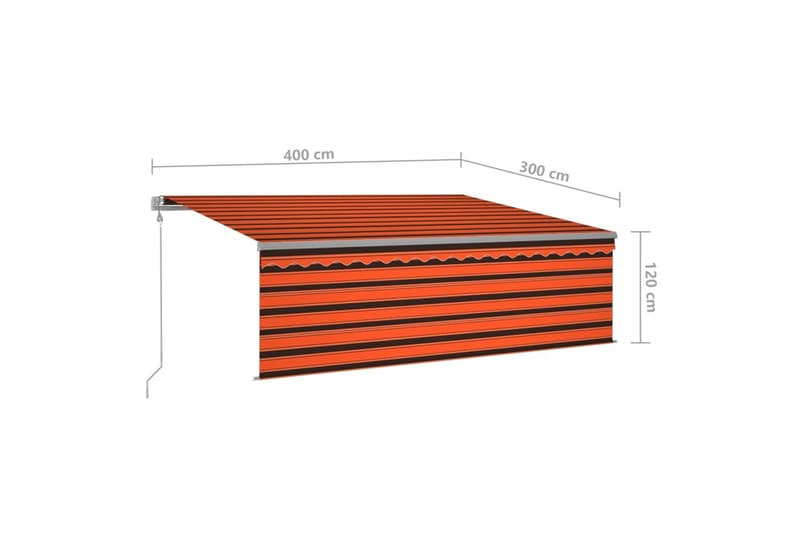 Automatisk markis m. vindsensor rullgardin LED 4x3m orange/b - Orange - Utemöbler - Solskydd - Markiser - Fönstermarkis