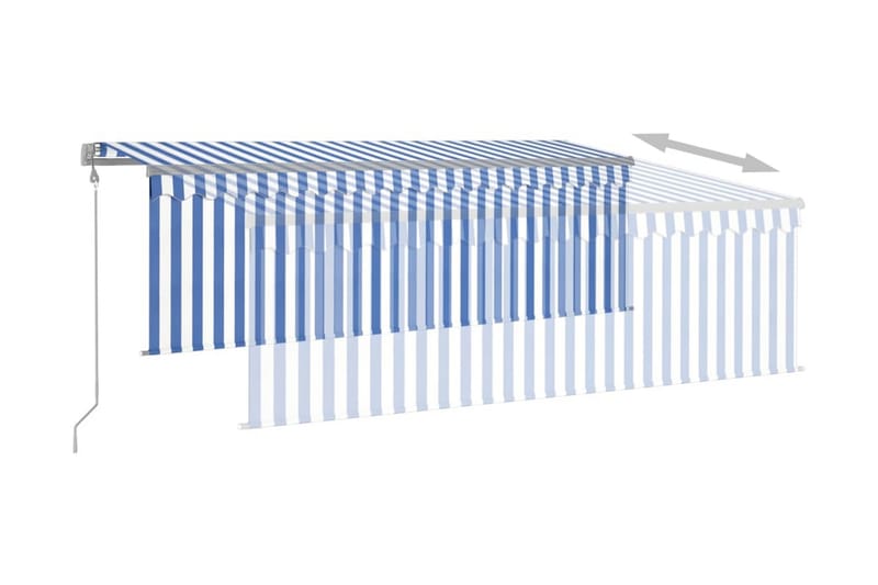 Automatisk markis med rullgardin vindsensor LED 4,5x3 m blå/ - Blå - Utemöbler - Solskydd - Markiser - Fönstermarkis