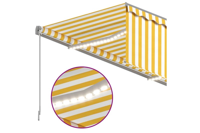 Automatisk markis med rullgardin vindsensor LED 4,5x3 m gul/ - Gul - Fönstermarkis - Markiser